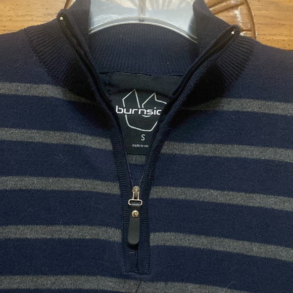 Burnside Half-zip Sweater. Navy with Gray Stripes Men’s Size Small - Picture 3 of 5